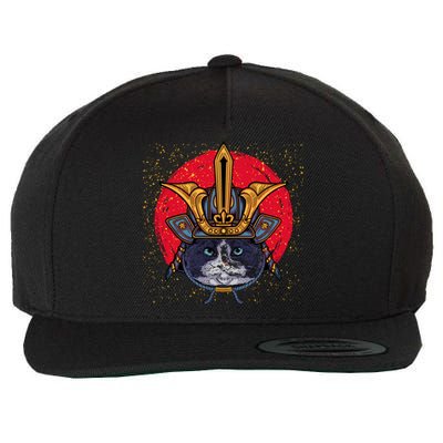 Japanese Samurai Cat Vintage Wool Snapback Cap