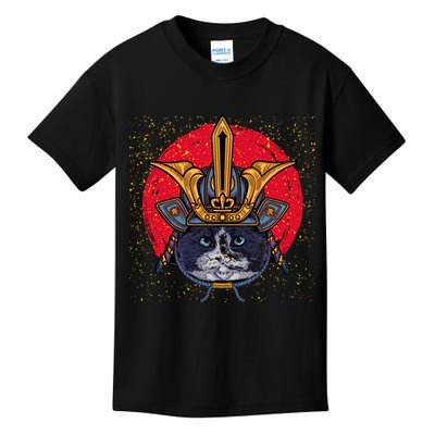 Japanese Samurai Cat Vintage Kids T-Shirt