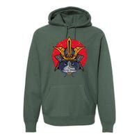 Japanese Samurai Cat Vintage Premium Hoodie