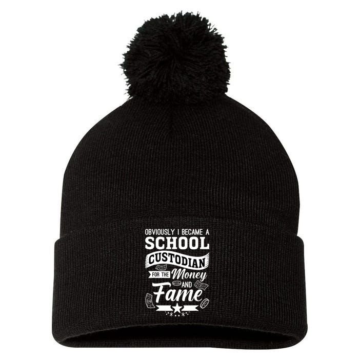 Janitor School Custodian School Janitor Funny Custodian Pom Pom 12in Knit Beanie