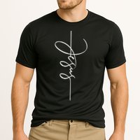 Jesus Signature Cross Script Christ Easter Performance Shirt