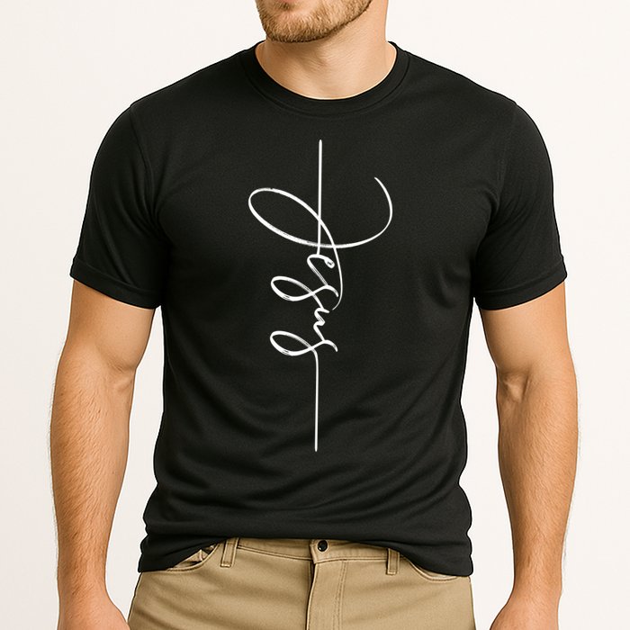 Jesus Signature Cross Script Christ Easter Performance Shirt
