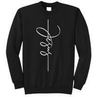 Jesus Signature Cross Script Christ Easter Sweatshirt