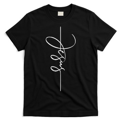 Jesus Signature Cross Script Christ Easter T-Shirt