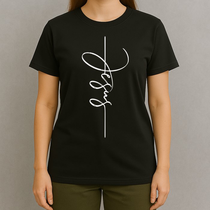 Jesus Signature Cross Script Christ Easter T-Shirt