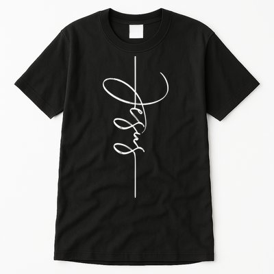 Jesus Signature Cross Script Christ Easter Tall T-Shirt