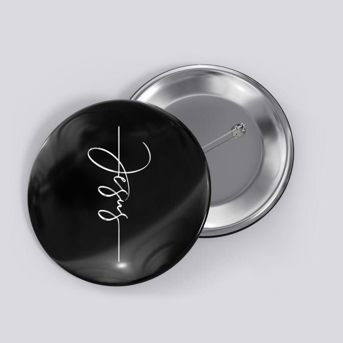 Jesus Signature Cross Script Christ Easter Button