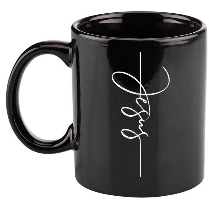 Jesus Signature Cross Script Christ Easter 11oz C Handle Ceramic Mug