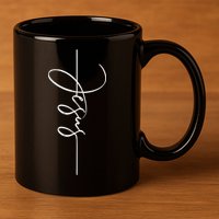 Jesus Signature Cross Script Christ Easter 11oz C Handle Ceramic Mug