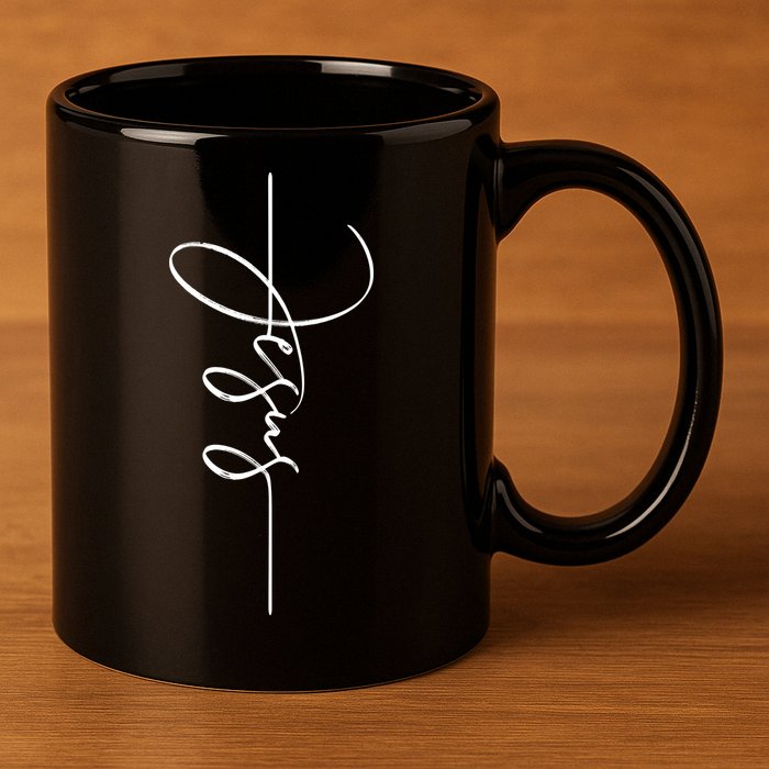 Jesus Signature Cross Script Christ Easter 11oz C Handle Ceramic Mug