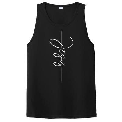 Jesus Signature Cross Script Christ Easter PosiCharge Competitor Tank