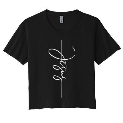 Jesus Signature Cross Script Christ Easter Crop Top