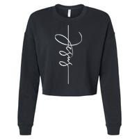 Jesus Signature Cross Script Christ Easter Cropped Pullover Crew