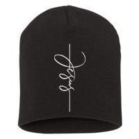 Jesus Signature Cross Script Christ Easter Short Acrylic Beanie