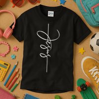 Jesus Signature Cross Script Christ Easter Kids T-Shirt