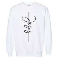 Jesus Signature Cross Script Christ Easter Garment-Dyed Sweatshirt