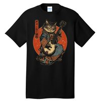 Japanese Samurai Cat Playing The Electric Guitar Tall T-Shirt