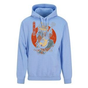 Japanese Samurai Cat Playing The Electric Guitar Unisex Surf Hoodie