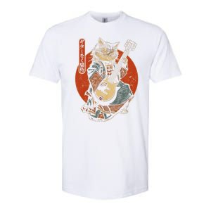 Japanese Samurai Cat Playing The Electric Guitar Softstyle CVC T-Shirt