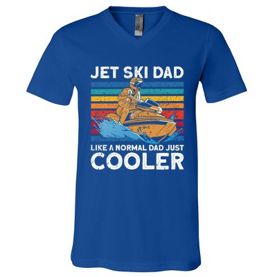 Jet Skiing Dad Like A Normal Dad Just Cooler Jet Ski Funny Gift V-Neck T-Shirt