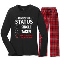 J. Statham Dating Relationship Status Women's Long Sleeve Flannel Pajama Set 