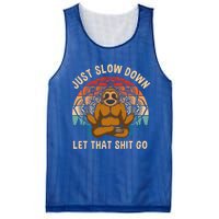 Just Slow Down Let That Shit Go Meditating Workout Spiritual Gift Mesh Reversible Basketball Jersey Tank