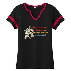 Jesus Saves Esposito Scores On The Rebound Ladies Halftime Notch Neck Tee