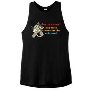 Jesus Saves Esposito Scores On The Rebound Ladies PosiCharge Tri-Blend Wicking Tank