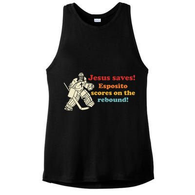 Jesus Saves Esposito Scores On The Rebound Ladies PosiCharge Tri-Blend Wicking Tank