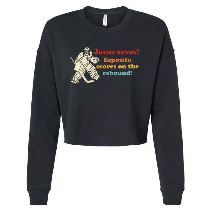 Jesus Saves Esposito Scores On The Rebound Cropped Pullover Crew