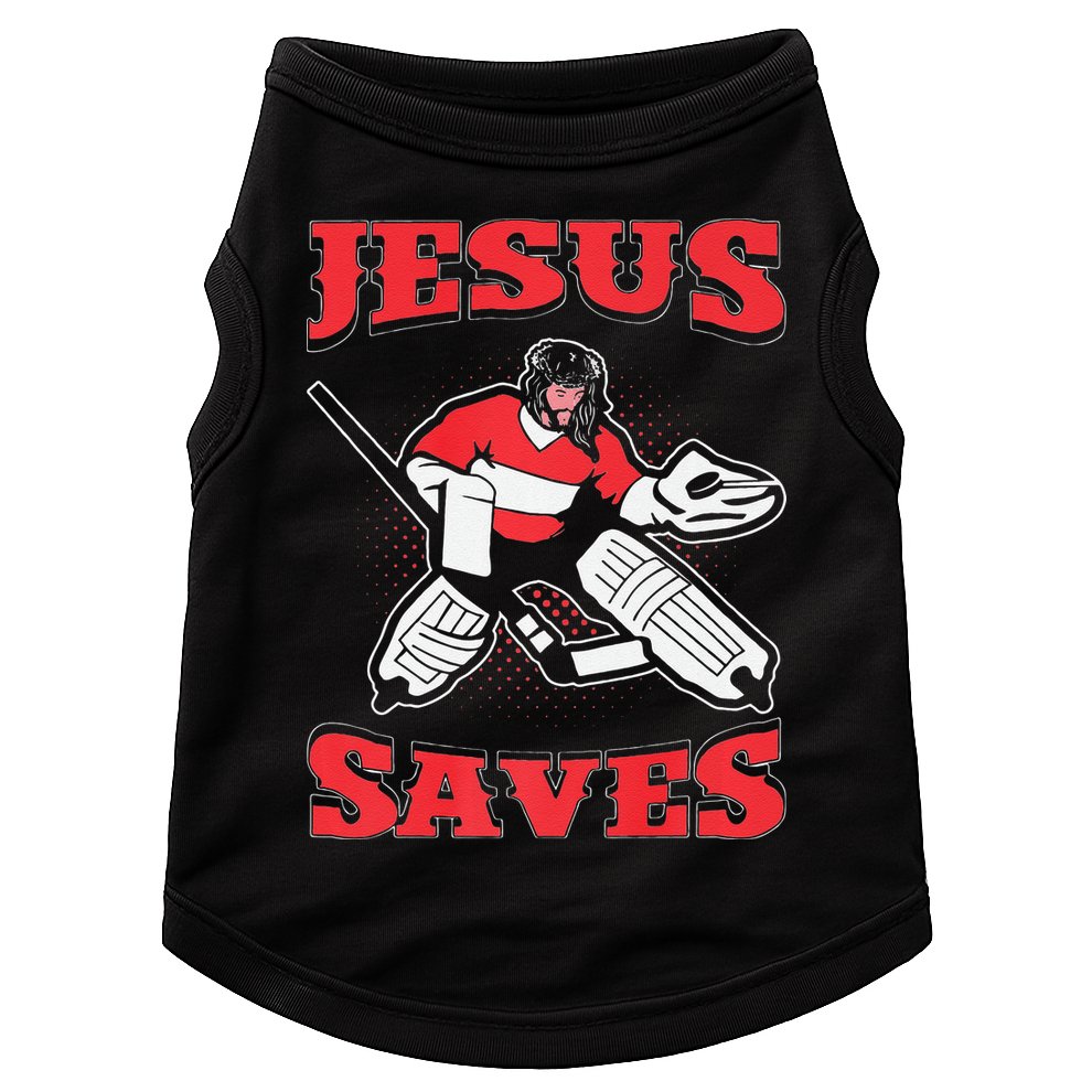 Jesus Saves Funny Hockey 10402 Doggie Tank
