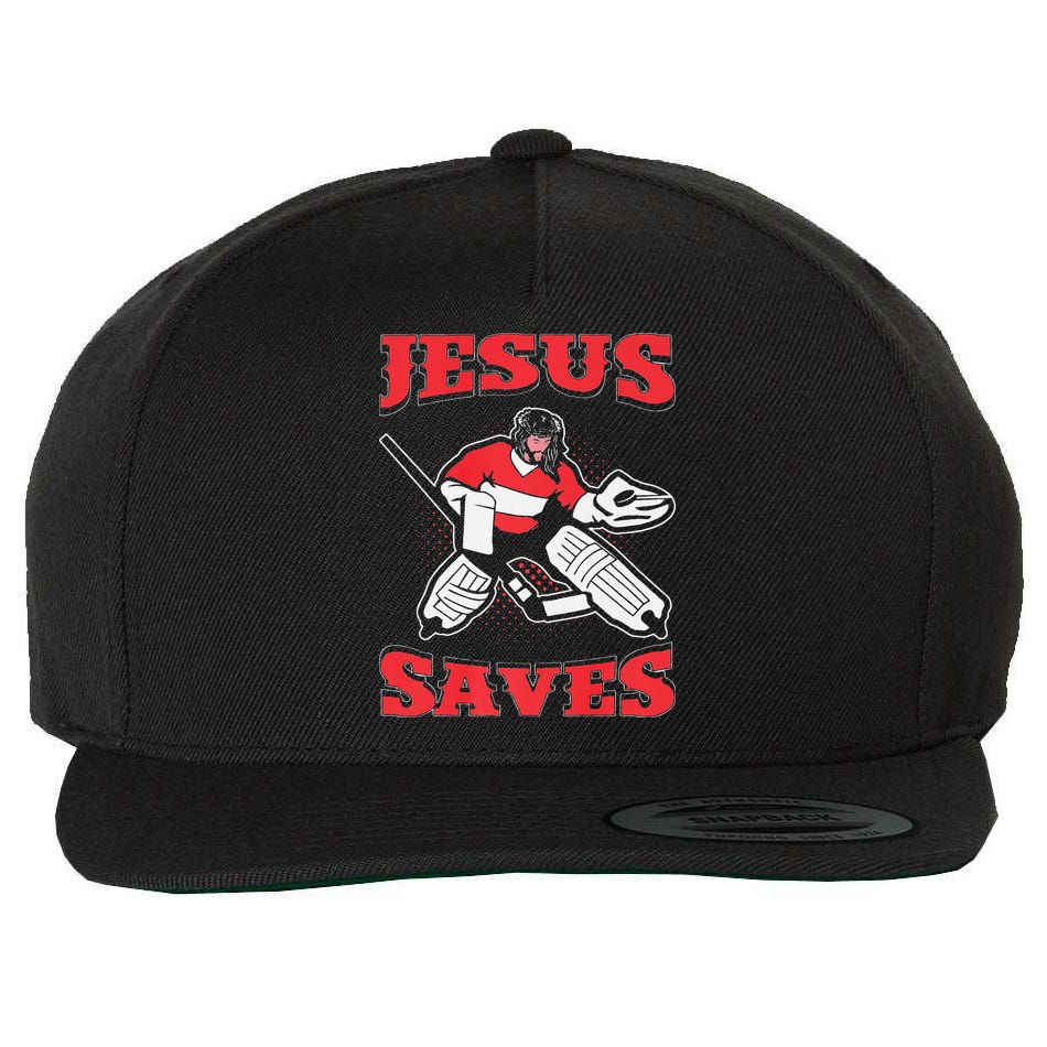 Jesus Saves Funny Hockey 10402 Wool Snapback Cap