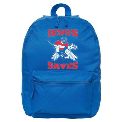 Jesus Saves Funny Hockey 10402 16 in Basic Backpack