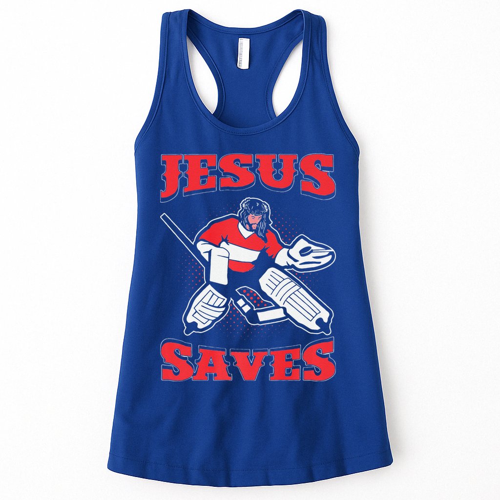 Jesus Saves Funny Hockey 10402 Womens Tank Top