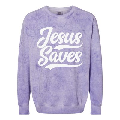 Jesus Saves Faith Based Quote Christian Colorblast Crewneck Sweatshirt