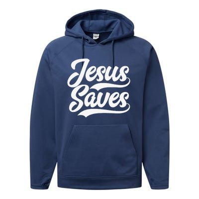 Jesus Saves Faith Based Quote Christian Performance Fleece Hoodie