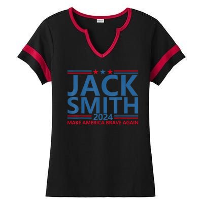 Jack Smith For President Jack Smith 2024 Karma Retro Us Flag Ladies Halftime Notch Neck Tee