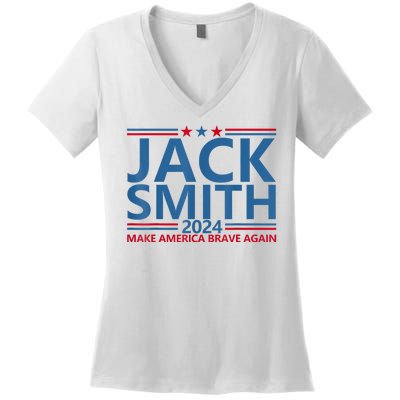 Jack Smith For President Jack Smith 2024 Karma Retro Us Flag Women's V-Neck T-Shirt