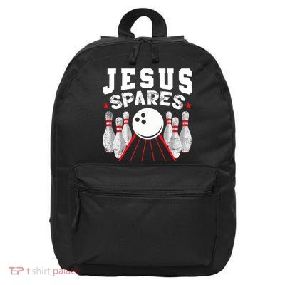 Jesus Spares Funny Christian Bowling 16 in Basic Backpack