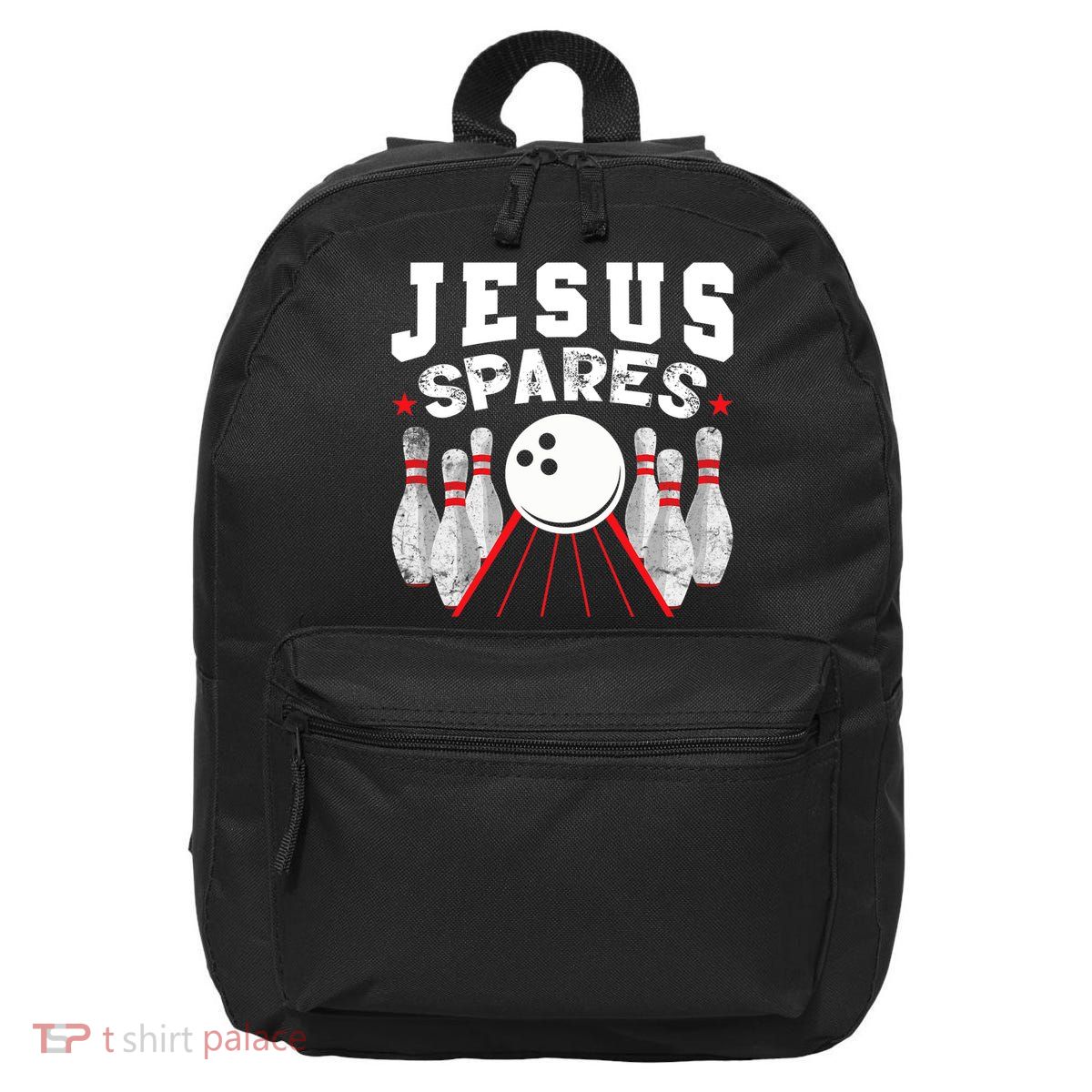 Jesus Spares Funny Christian Bowling 16 in Basic Backpack