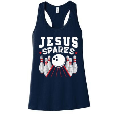 Jesus Spares Funny Christian Bowling Women's Racerback Tank