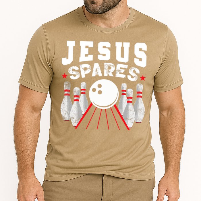 Jesus Spares Funny Christian Bowling Cooling Performance Crew T-Shirt