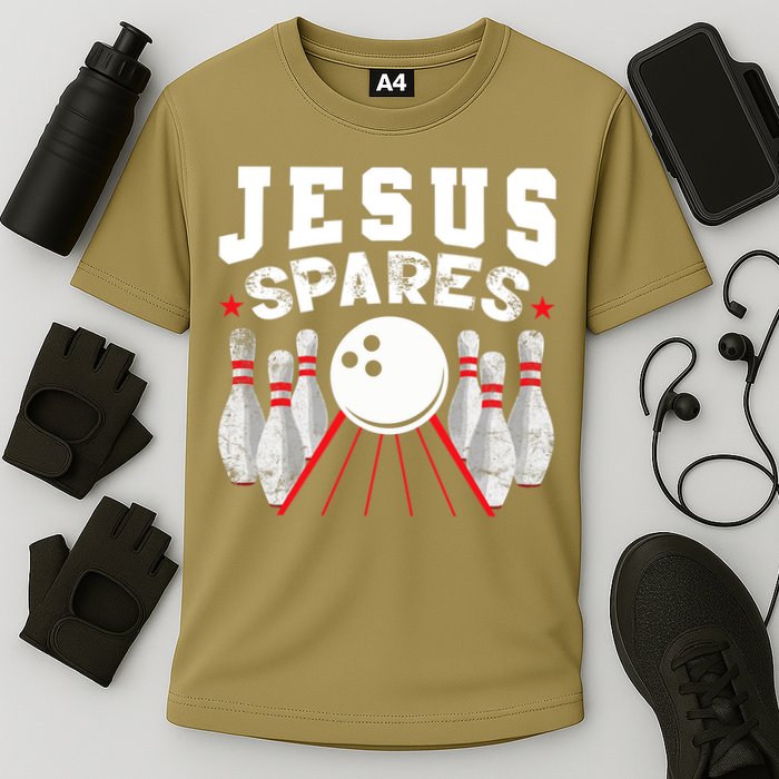Jesus Spares Funny Christian Bowling Cooling Performance Crew T-Shirt