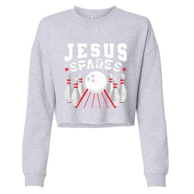 Jesus Spares Funny Christian Bowling Cropped Pullover Crew