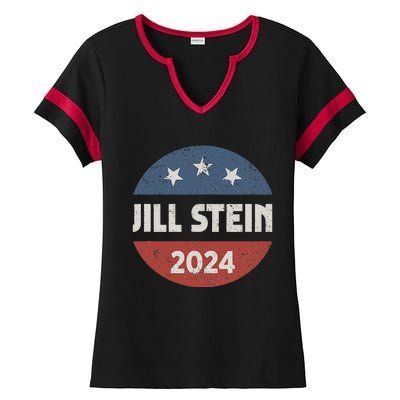 Jill Stein For President 2024 Green Party Usa Flag Ladies Halftime Notch Neck Tee