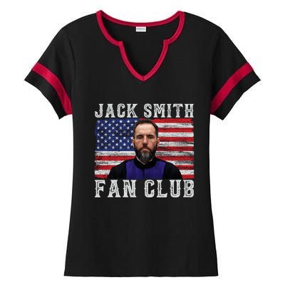 Jack Smith Fan Club American Flag Funny Political Ladies Halftime Notch Neck Tee