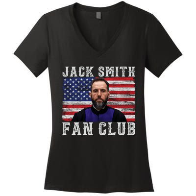 Jack Smith Fan Club American Flag Funny Political Women's V-Neck T-Shirt