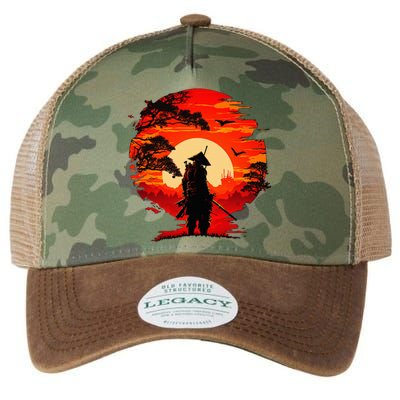 Japanese Samurai Fighter Martial Arts Retro Sunset Legacy Tie Dye Trucker Hat