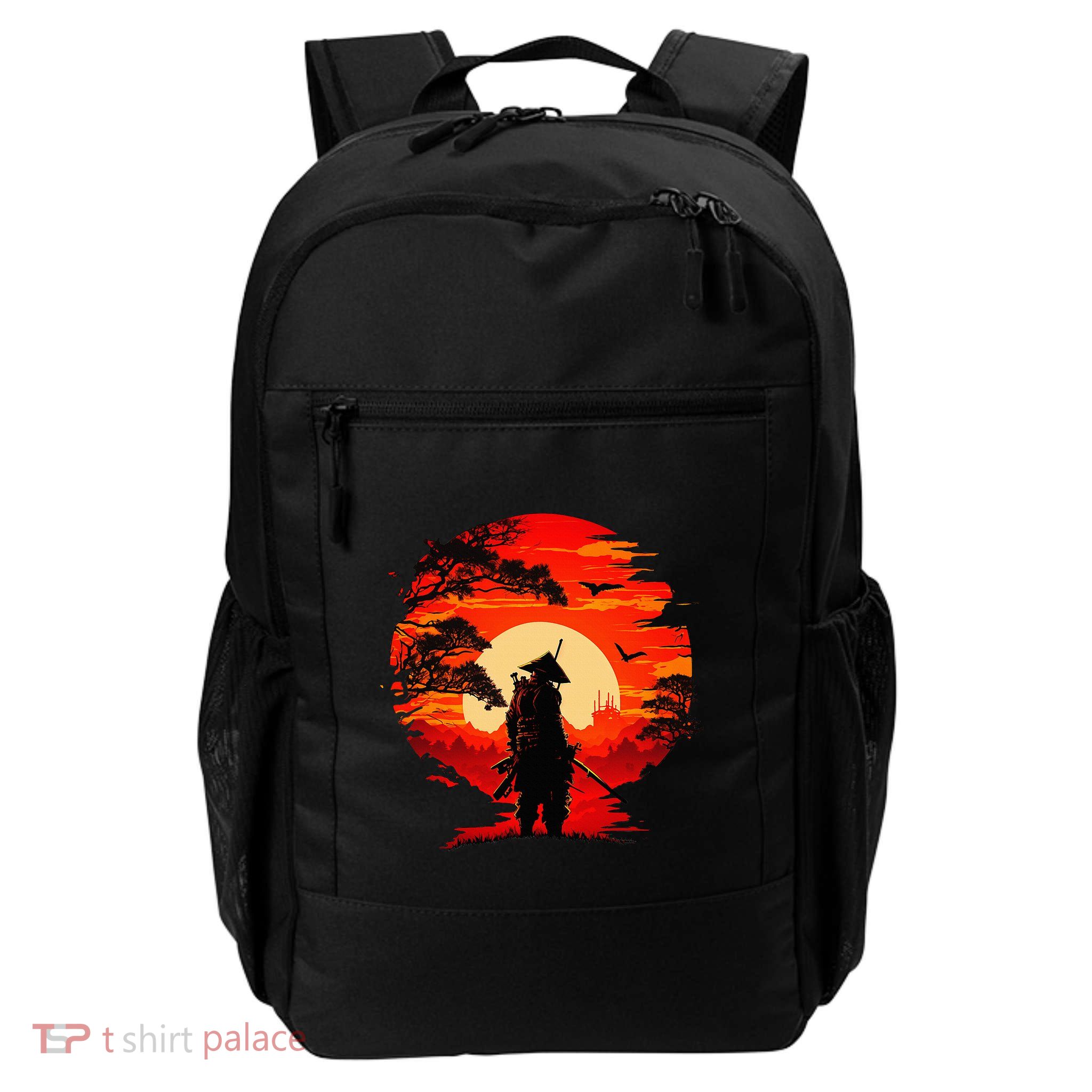 Japanese Samurai Fighter Martial Arts Retro Sunset Backpack