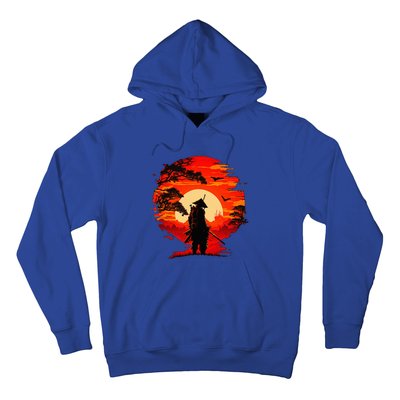 Japanese Samurai Fighter Martial Arts Retro Sunset Hoodie